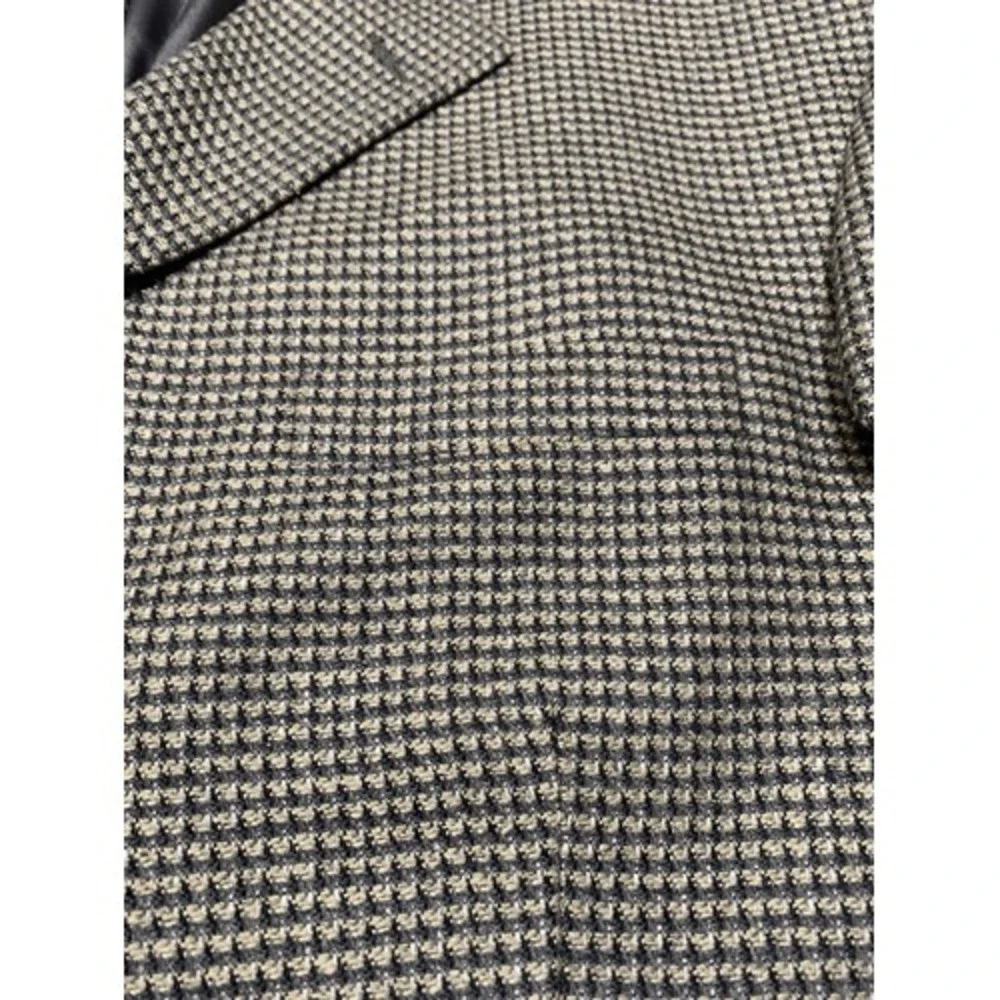 Norm Thompson‎ Mens Blazer 44L Gray Silk Wool Houndstooth Sport Coat NWT